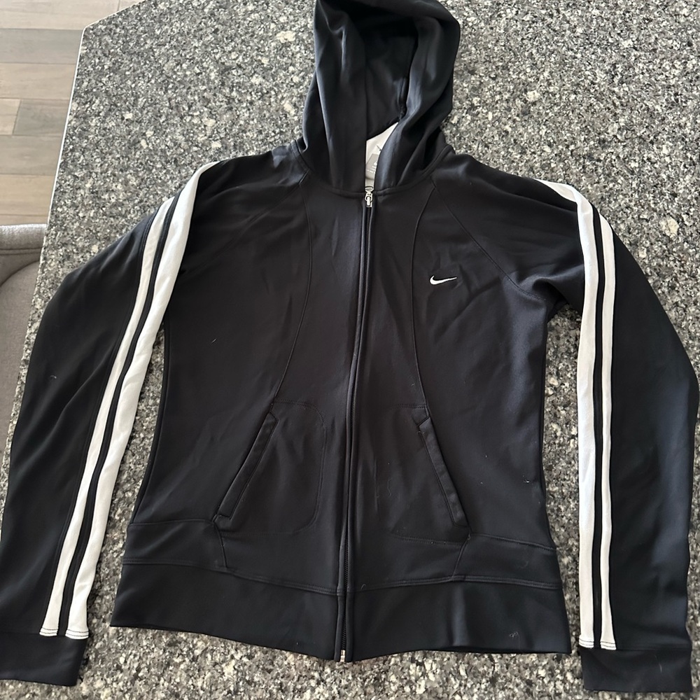 Nike Women's Black and White Hoodie Jacket